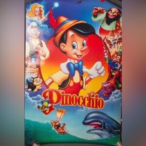 Disney Movie Poster Pinocchio Vintage 1990’s Animated Cartoon 36x24